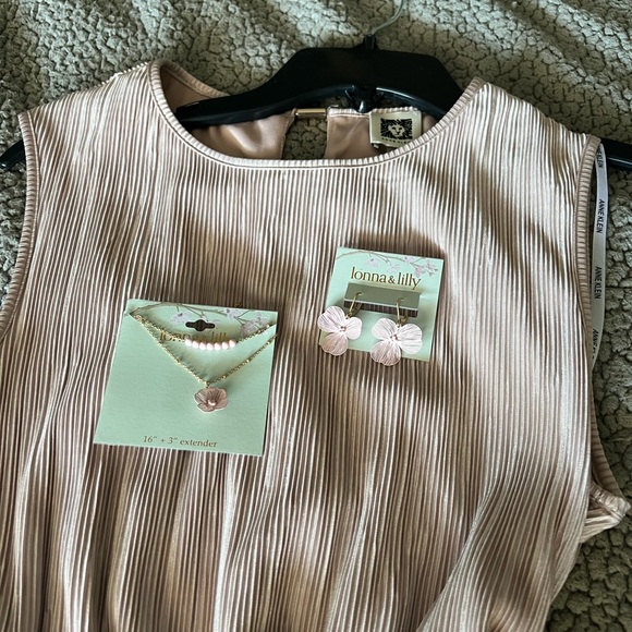 Anne Klein Satin Krinkle Dress with Tie Waist - Picture 2 of 2